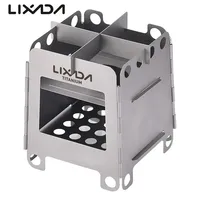 Lixada Camping Titanium Stove Lightweight Folding Wood Burning Stove Portable Outdoor Pocket Stove for Backpacking Cooking