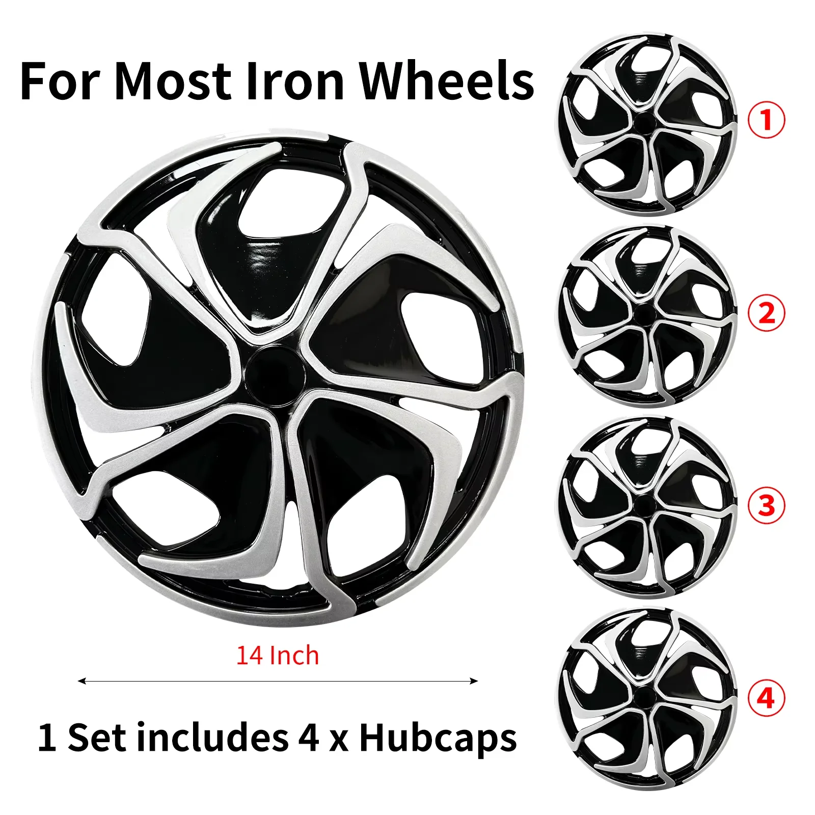 Vervangende R14-wielkap, universele wieldoppen, exterieuraccessoires voor auto, truck of SUV – Set van 4.