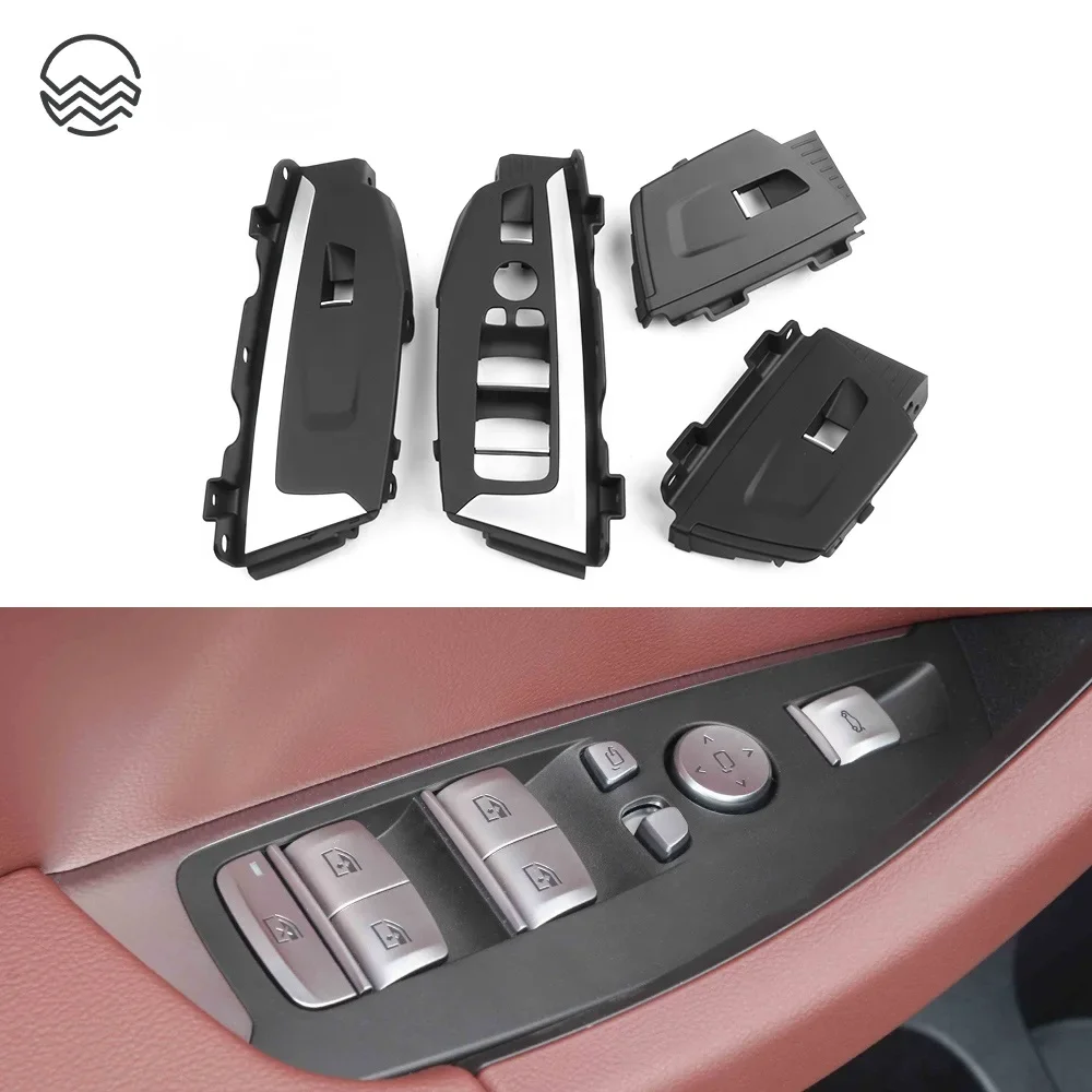 LHD RHD Car Interior Inner Door Pull Handle Black Trim Outer Cover Set For BMW X3 X4 G01 G02 G08 F97 F98 2018-2021