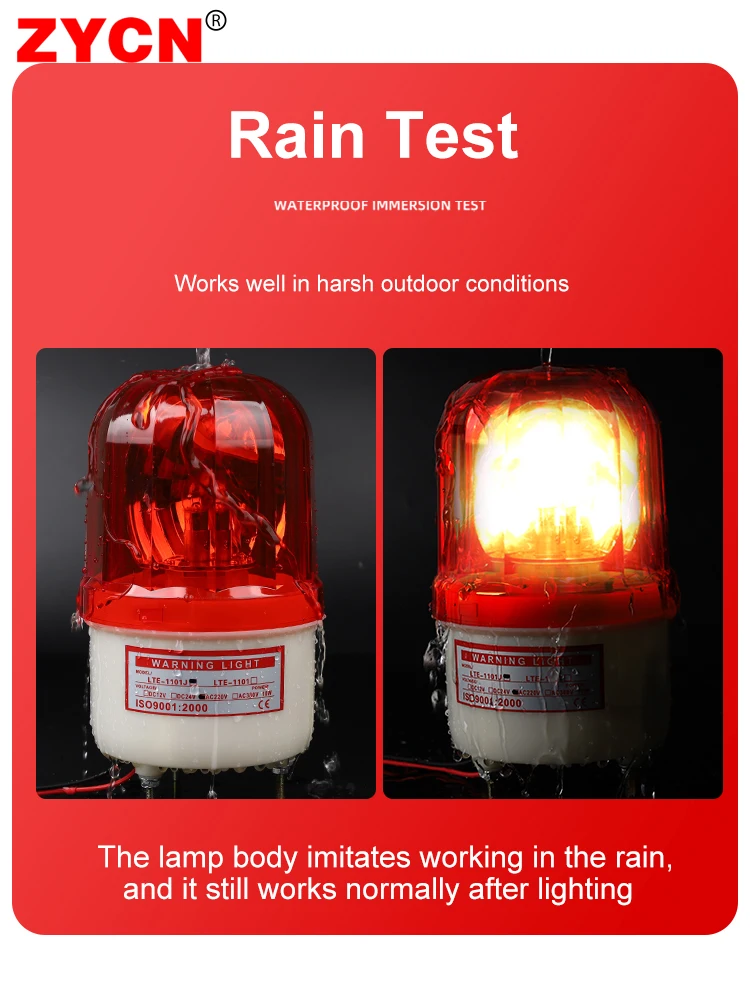 LTE-1101 индикатор, вращающийся маячок, водонепроницаемый Предупреждение, без звука, Стробоскопическая сигнализация, лампа 12 В, 24 В, 110 В, 220 В, желтый, синий, красный, зеленый