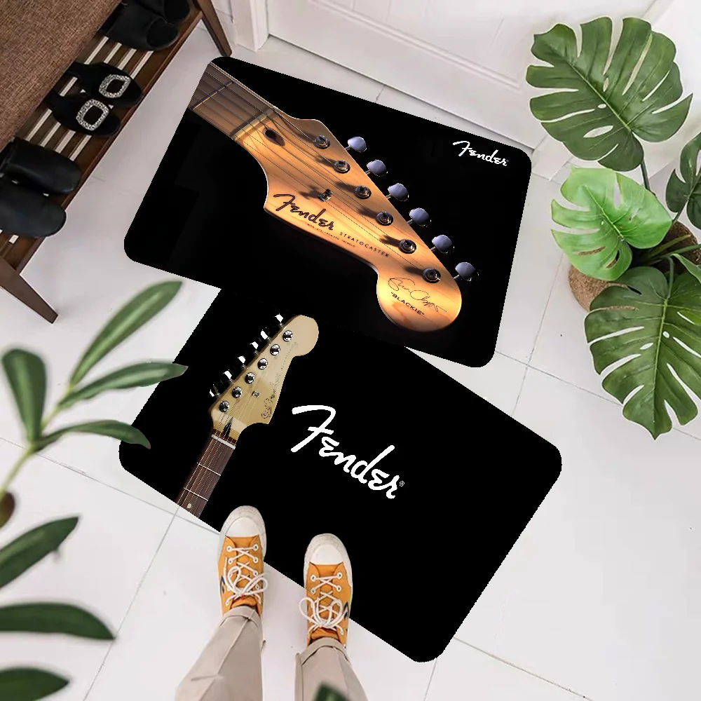 F-Fender Guitar Floor Mat Non-Slip Laundry Room Mat Laundry Decor Balcony Child Living Room Bedside Mats