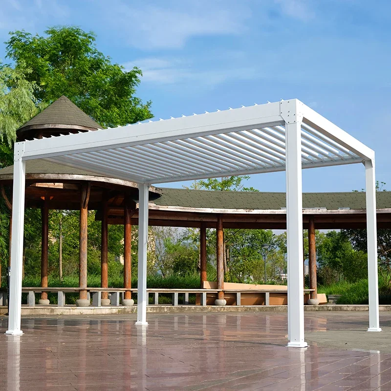 Outdoor courtyard garden gazebo aluminum alloy terrace villa with lights canopy grape trellis outdoor shade shelter