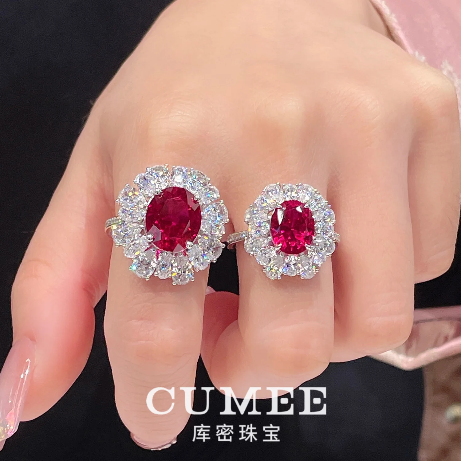 

Luxury Inlay Breeding Pigeon Blood-red Synthetic Ruby carat Ring. Silver-plated Gold