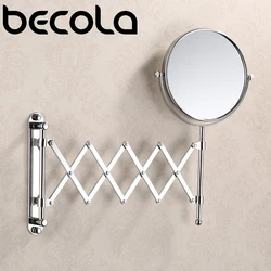 Becola specchio per il trucco da parete rotondo con ingrandimento 3X da 8 pollici specchio da bagno retrattile su due lati specchio per il trucco girevole a 360 gradi