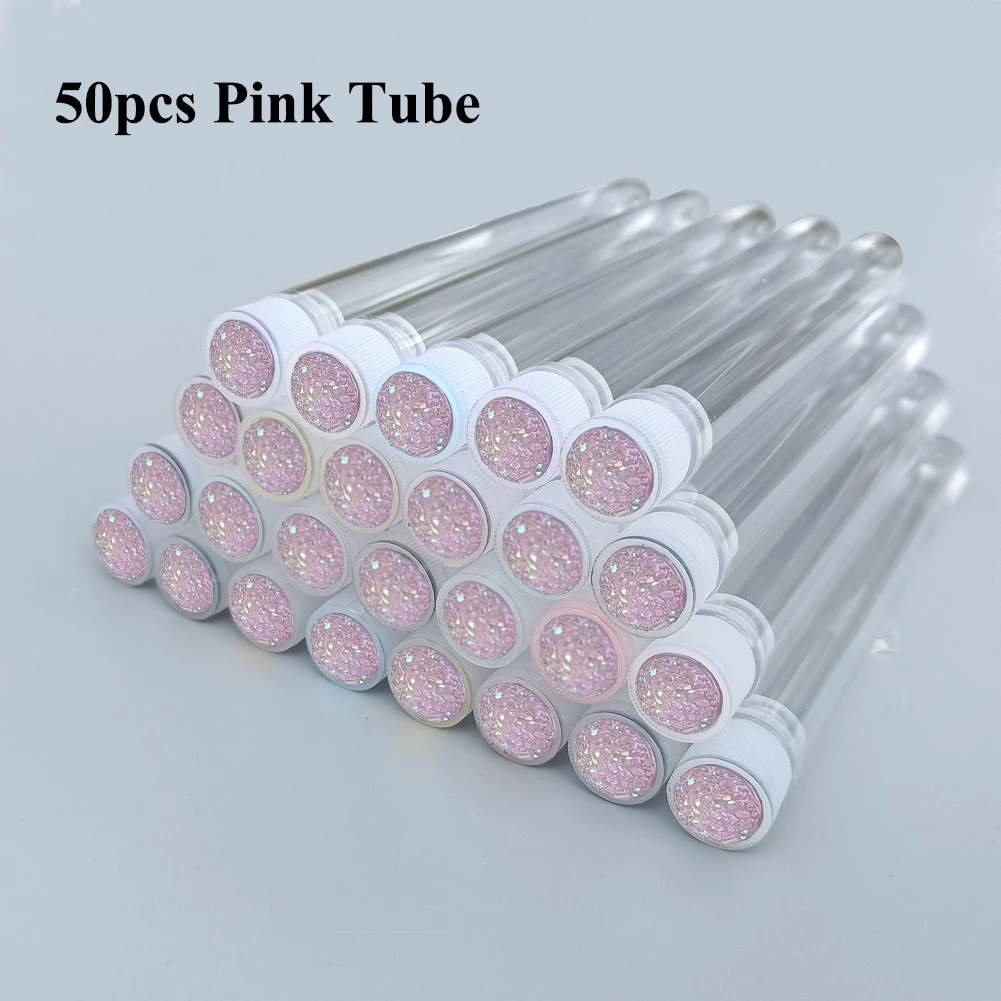 50 Stück wiederverwendbare Augenbrauenpinsel, Rohr, Wimpernbürste, Augenbrauenpinsel, austauschbar, staubdicht, funkelnder Diamant-Make-up-Pinsel