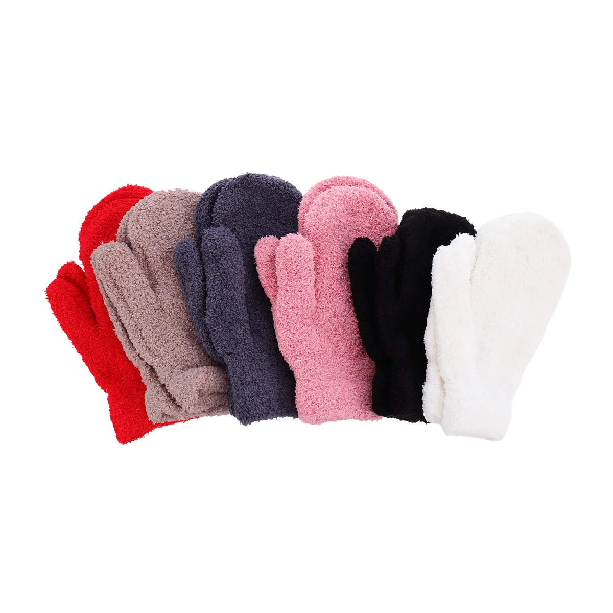 

6 Pairs Half Fleece Gloves Black Full Finger Mittens Warm Hand Cover Winter Women's