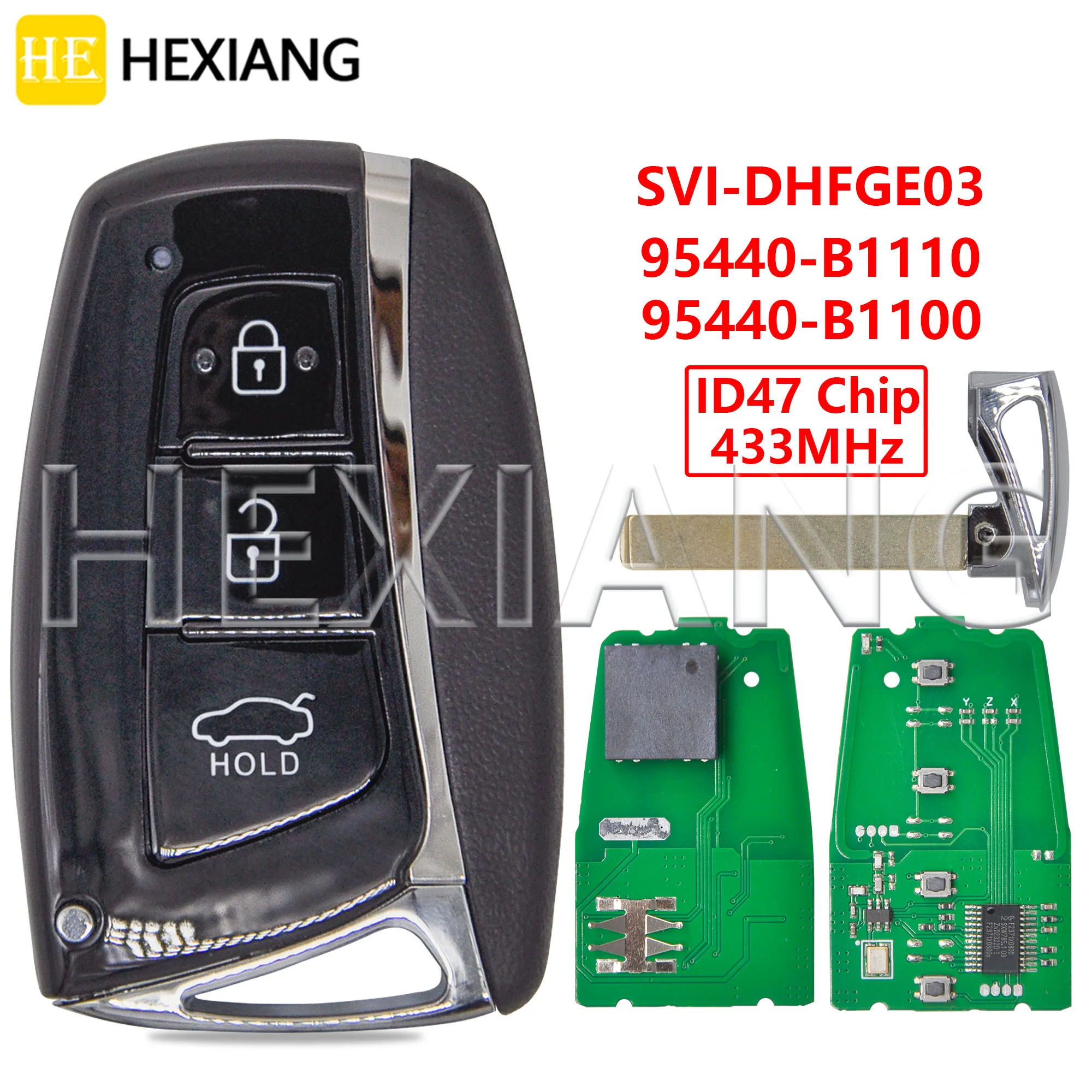 DR SVI-DHFGE03 95440-B1100 95440-B1110 ID47 Chip 433MHz Proximity Smart Car Remote Control Key For Hyundai Genesis 2014-2017