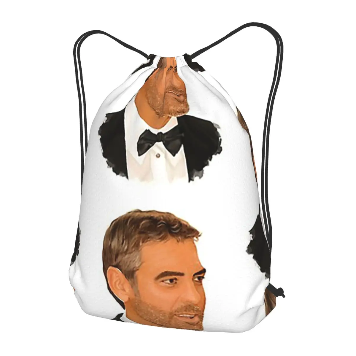 George Clooney Digital Painting Backpacks Fashion Drawstring Bundle Pocket Sports Bag Book Bags for Travel Students