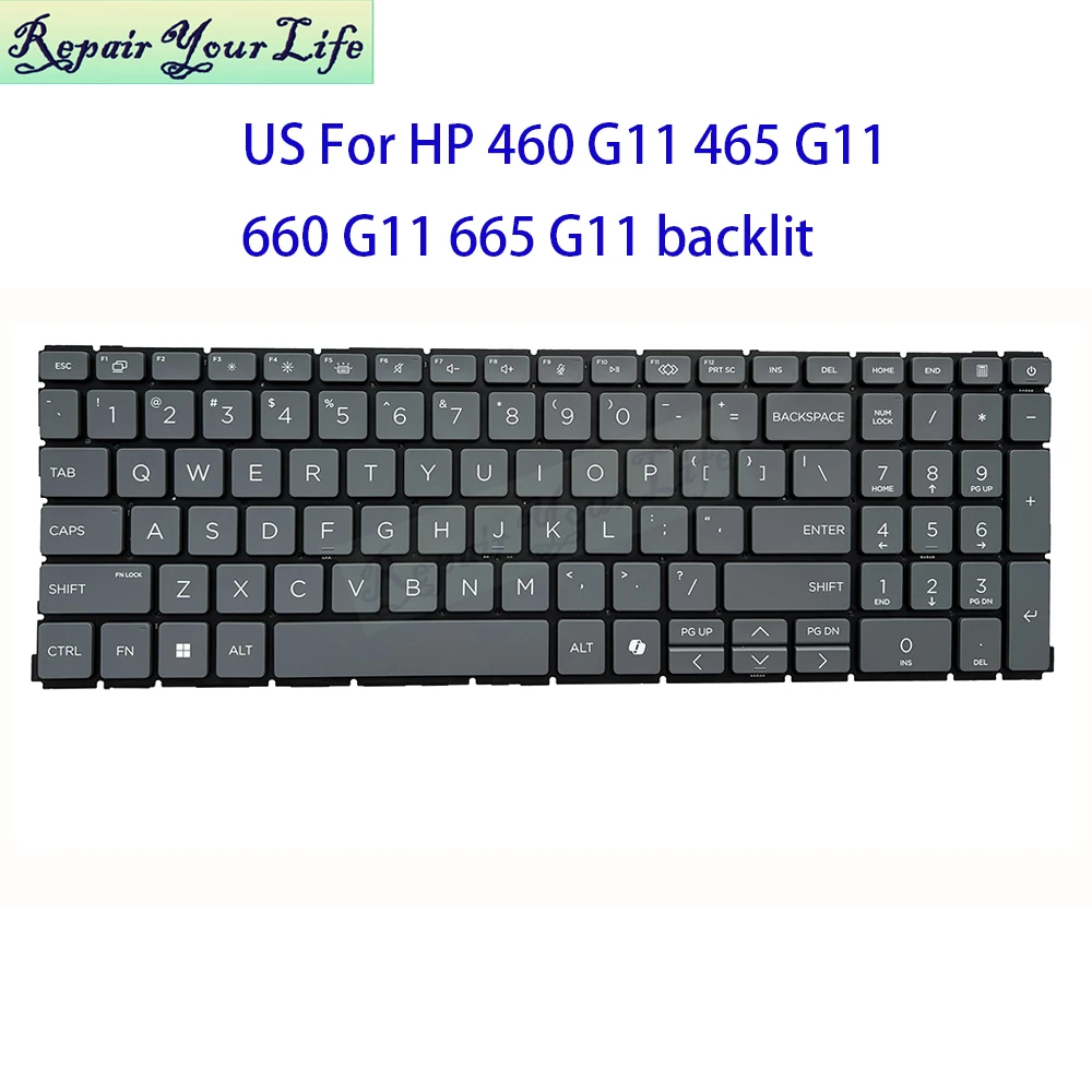 

Клавиатура с подсветкой США для HP EliteBook 660 G11 665 665R G11 ProBook 460 465 G11, английская клавиатура США с подсветкой N98507 N95986-001