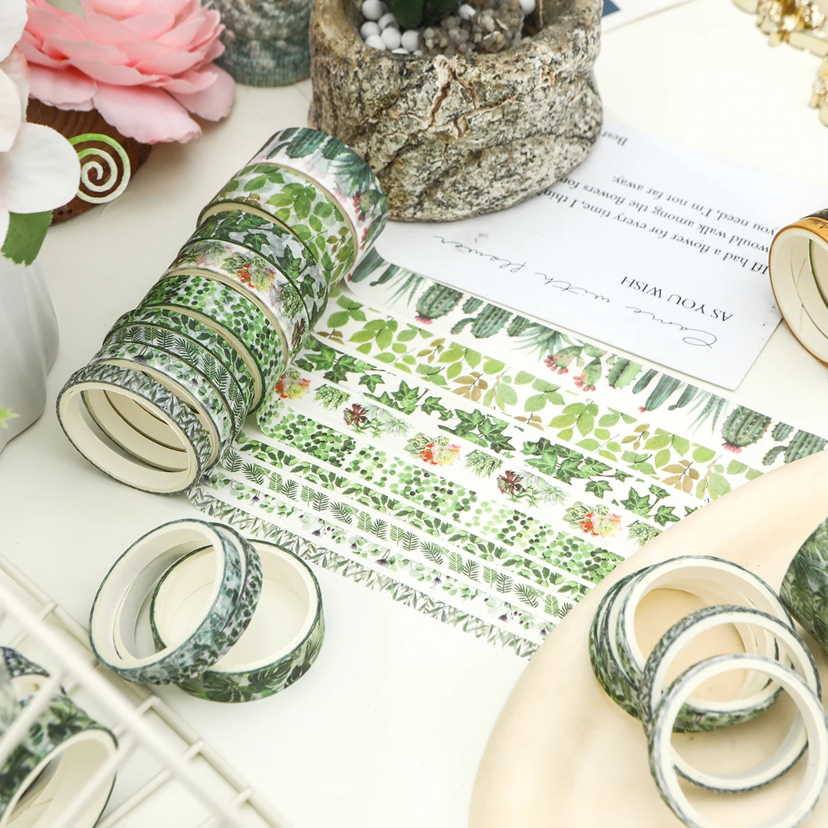 18ロール、四季をテーマにした植物、花の和紙テープ、ホリデーDIYフォトアルバム、グリーティングカード、ギフトボックスの絶妙な装飾に。