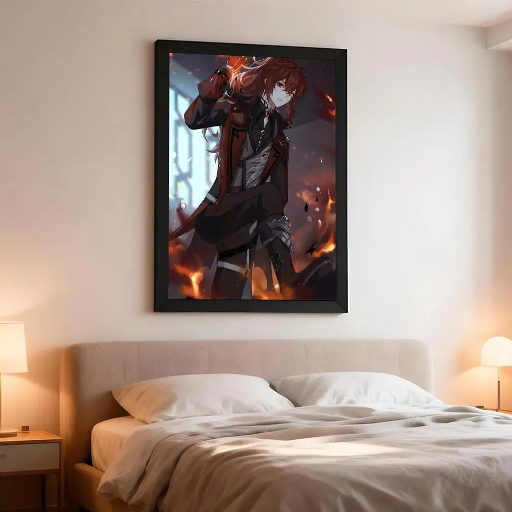 game character G-Genshin Impact Diluc Poster Artistic Instant Peel-Off Wall Decor Atmosphere Setter for Bedside & Shared Room