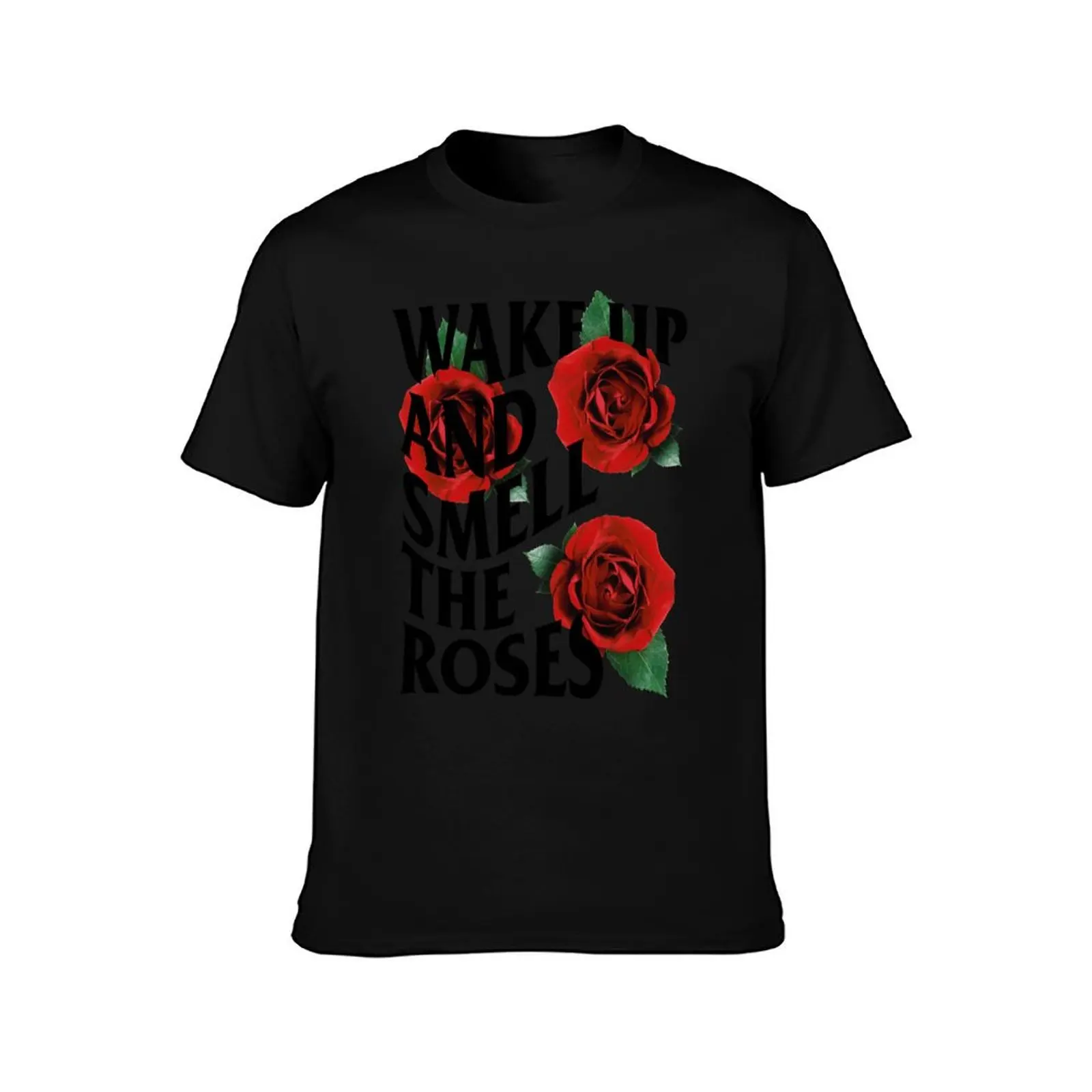 wake up and smell the roses white T-Shirt Large Size Short Sleeve T-Shirt