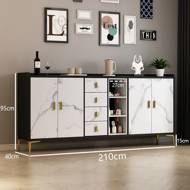 r8.11-pattern light luxury dining side cabinet modern simple tea cabinet living room against the wall entrance high cabinet