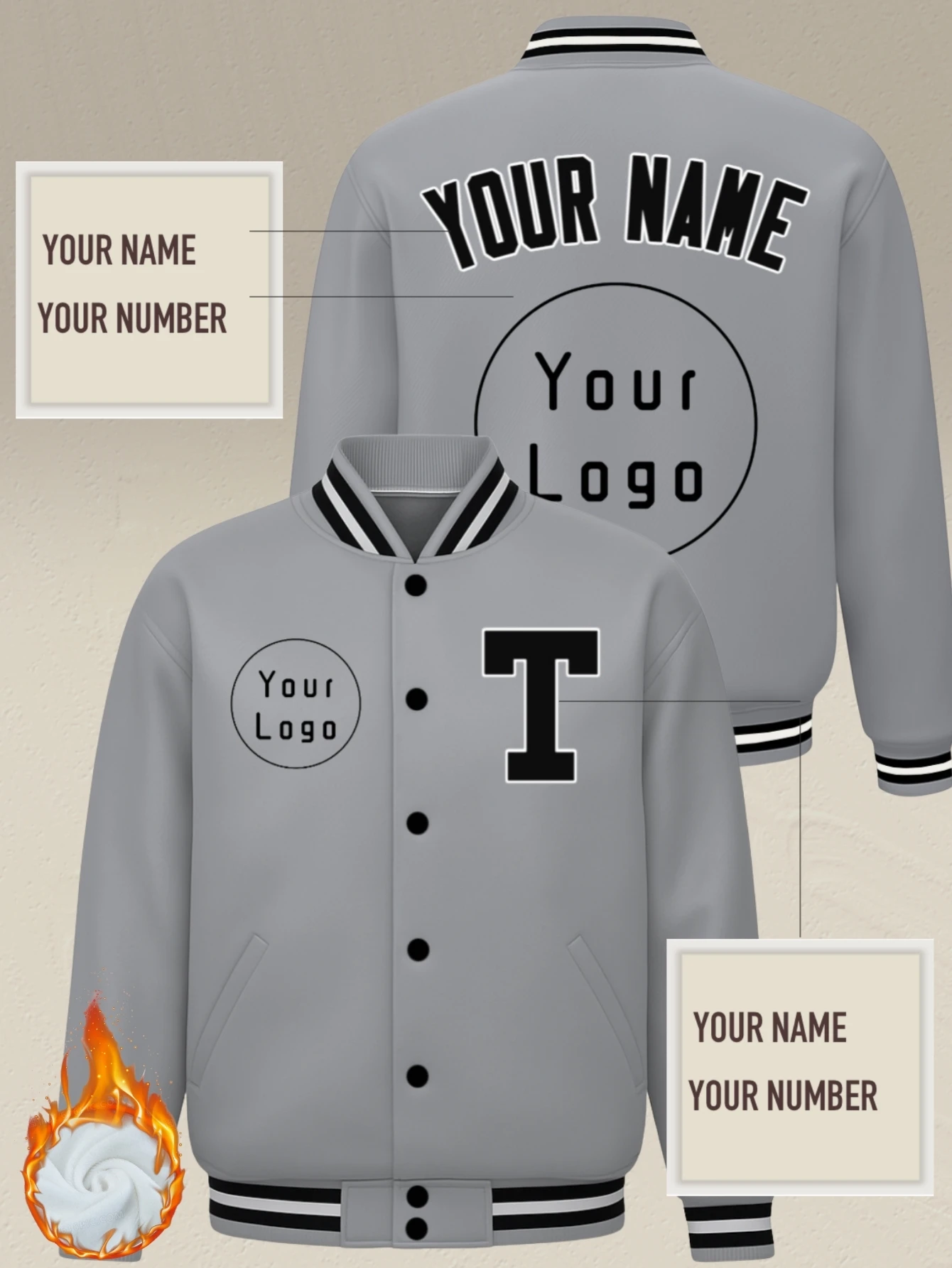 

Christmas Gifts Custom print Your Pattern Logo Baseball Uniform Jackets Thanksgiving Gifts coat