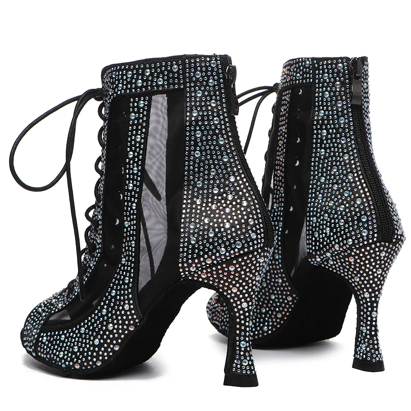 JuseDanc buty do tańca damskie buty do tańca towarzyskiego czarne modne buty do tańca buty do tańca ślubnego buty do tańca jazzowego Rhinestone