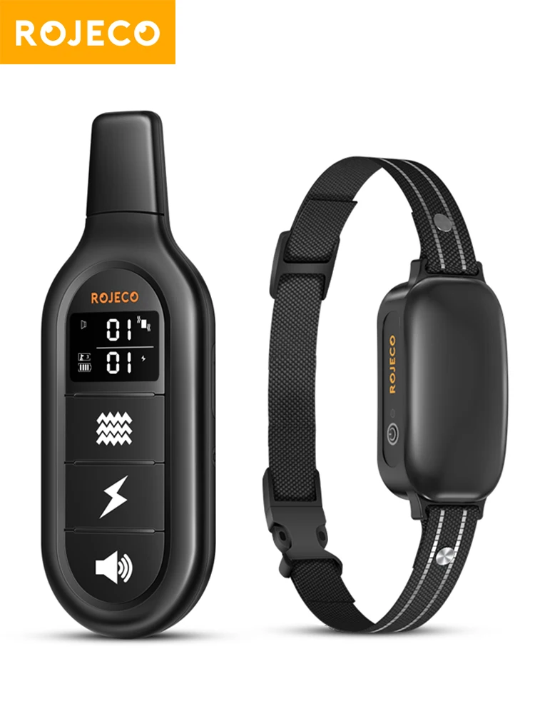 ROJECO-Collier de dressage électrique pour chien, télécommande numérique aste, vibrateur étanche IPX7, collier anti-aboiement et anti-choc pour animal de compagnie