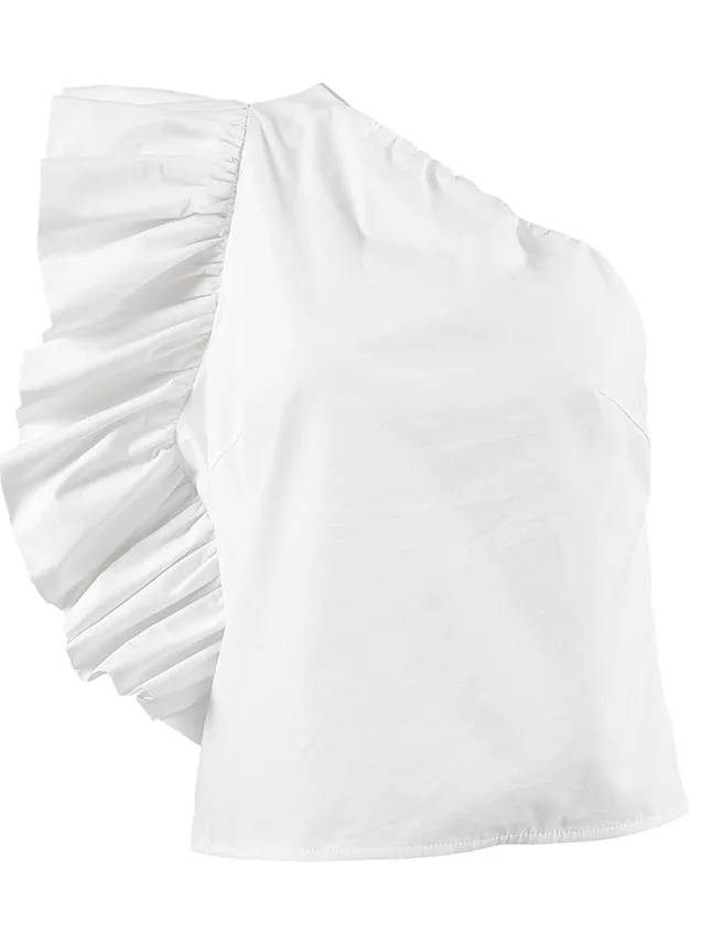 

Ретро Ele oulder Bared Design, белый универсальный летний маленький жилет с кружевной отделкой, женский модный китайский топ