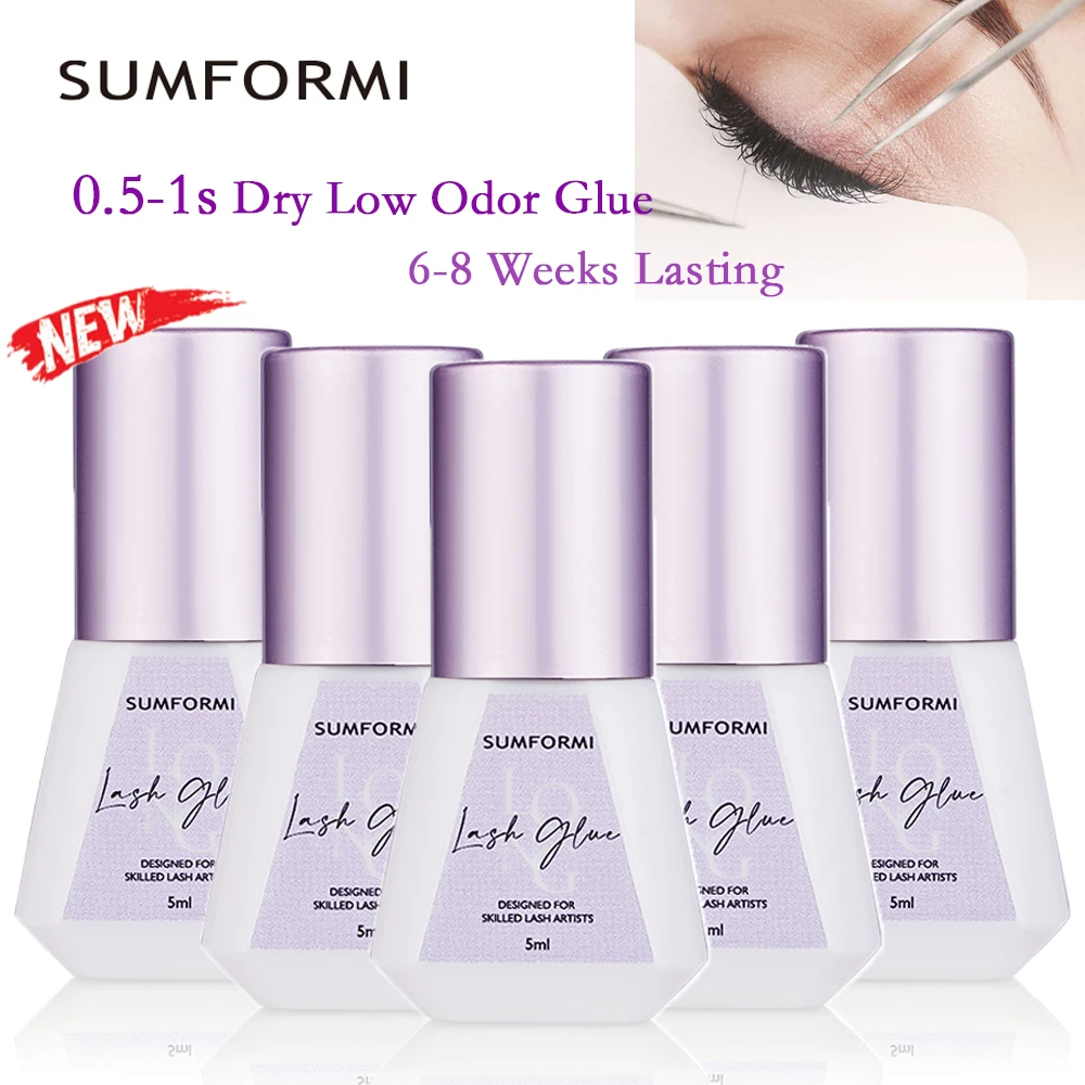 SUMFORMI New Wholesale 5PCS Eyelash Extension Glue 0.5S Fast Dry Lash Glue Low Odor Lash Glue Thin Black Lash Extension Supplies