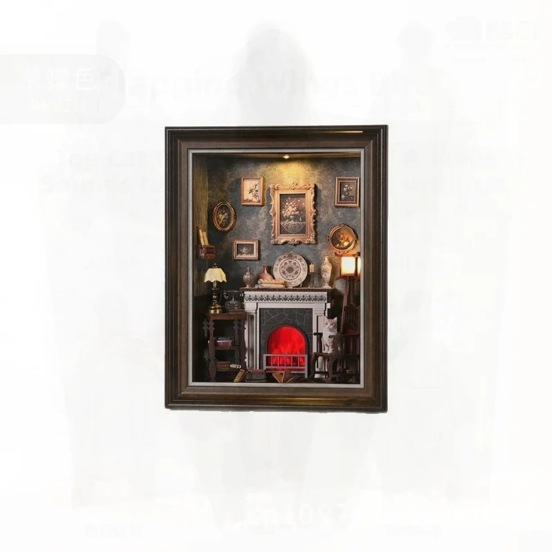 

Миниатюрная модель кабины «сделай сам», дом, камин, фоторамка, 3D украшение стены, головоломка ручной работы, креативный деревообрабатывающий подарок для взрослых