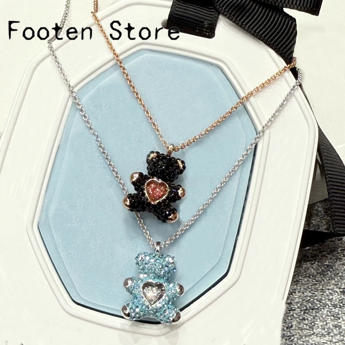 

Original 2025 New Trend Fine Party Jewelry Set Charm Blue Bear Jumping Crystal Fashion Necklace Earrings Romantic Gift for Women