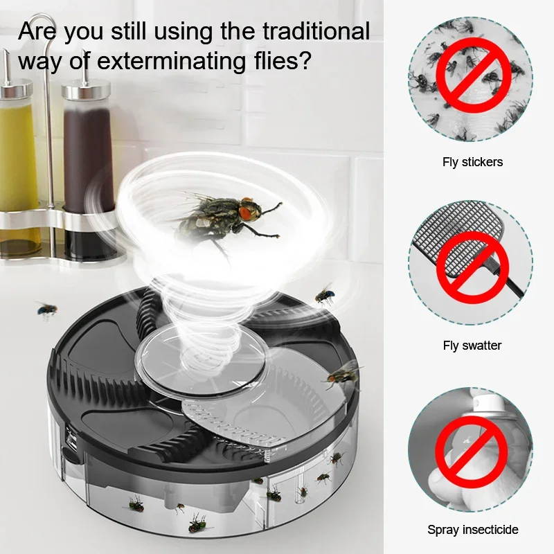 Automatic Flycatcher USB Fly Trap Electric Pest Catcher Indoor Outdoor Insect Killers for Kitchen Home