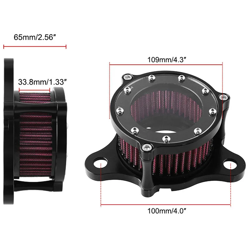 

Compact Air Cleaner Intake Filter System Kit For Sportster XL883 XL883N XL883R XL883P XL1200 XL1200L XL1200X Iron 883 Forty Eigh