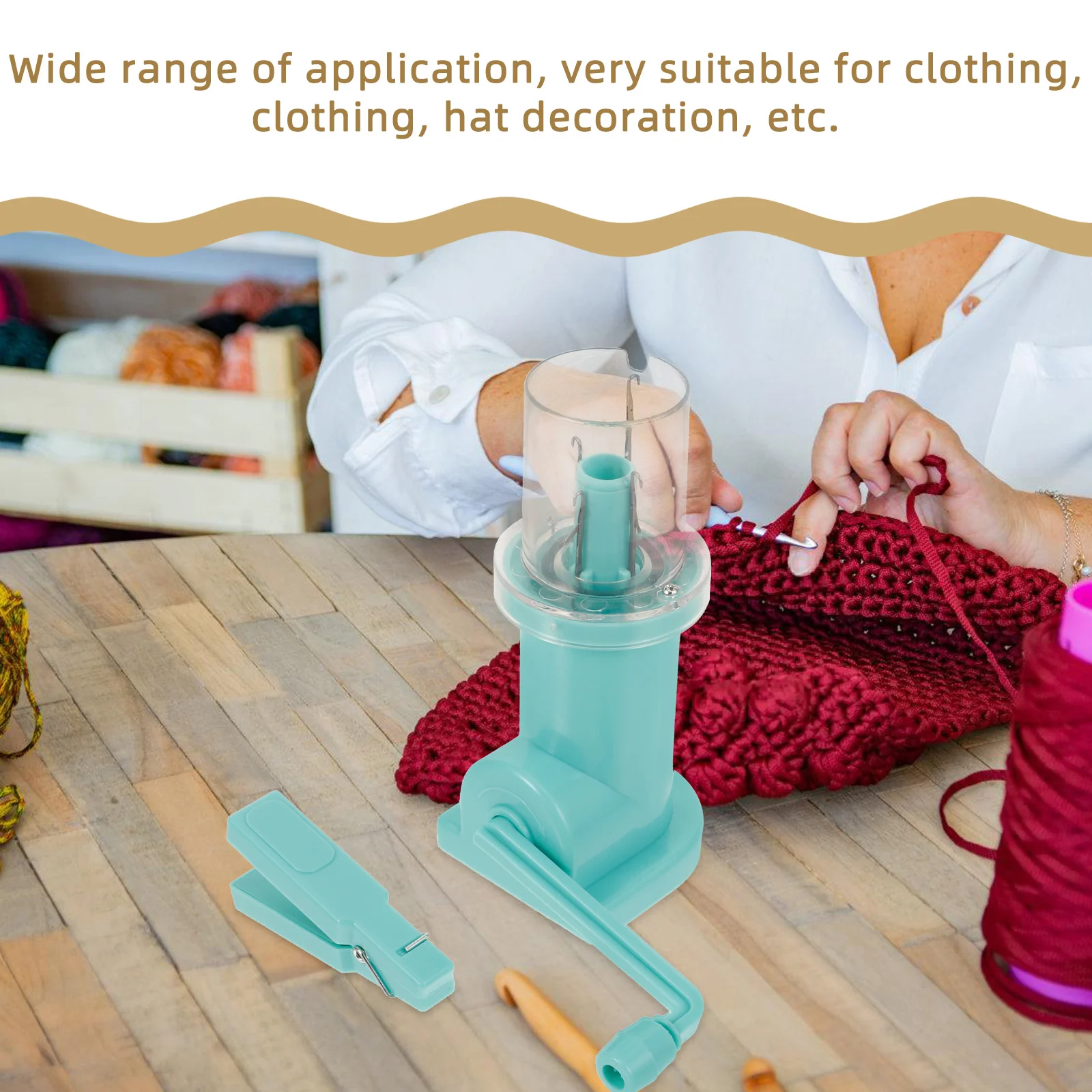 مطحنة الحياكة المدمجة البسيطة DIY آلة الحياكة اليدوية بكرة محمولة للملابس قبعة تزيين ملحقات الخياطة المتماسكة