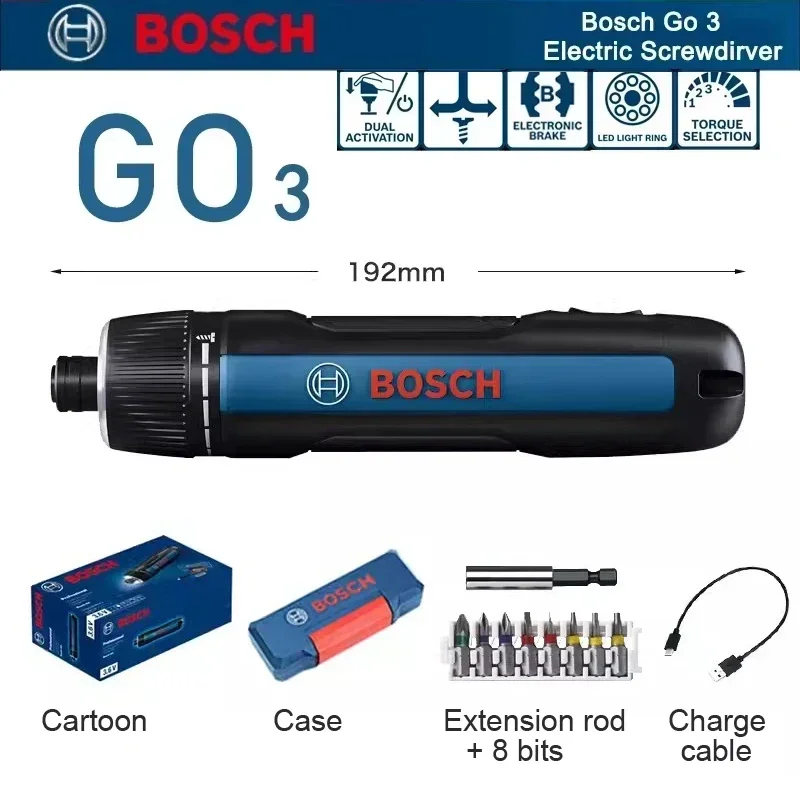 Bosch GO 3 Electric Screwdriver Set Professional Cordless Mini Hand Drill Rechargeable Screw Driver Multi-Function Power Tools