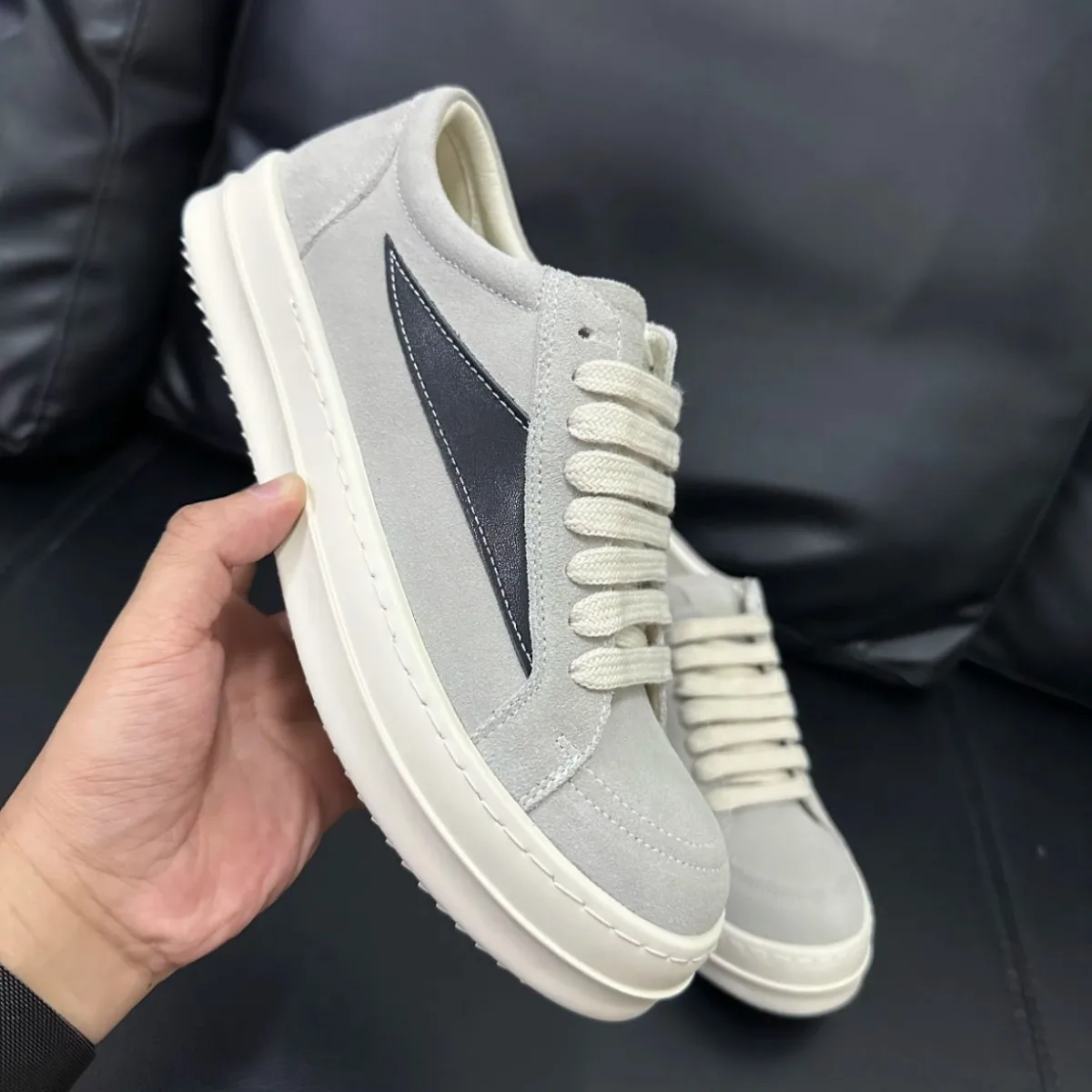 

Men Casual Shoe Brand Grey Suede Low Top Shoes High Quality Cowhide Luxury Brown Leather Sneakers Summer Flat Women Sneaker
