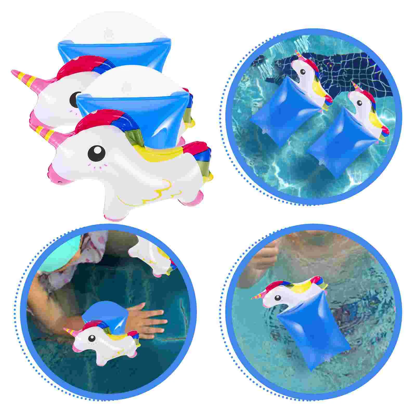 1 par de bandas de brazo para natación para niños, anillo inflable para niñas, entrenamiento de seguridad en piscina, banda para el brazo para natación, anillo flotante (alado colorido