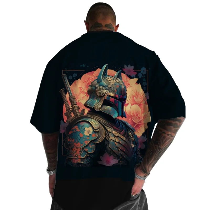 Japan Samurai Spirit T Shirts For Men Japanese Style Back Print Loose Oversized Fashion Tops T-shirt Bushido Male Gifts Tees