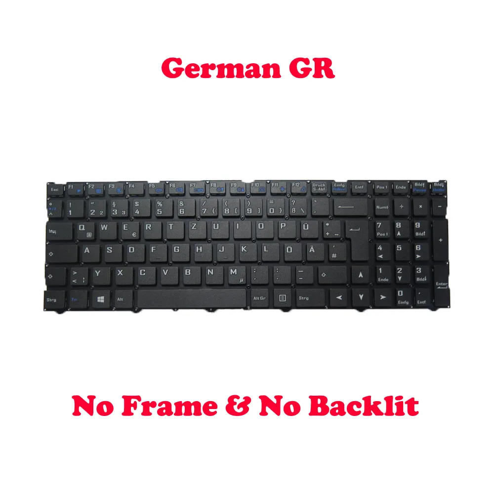 Laptop No Backlit NJ70MU Keyboard For CVM18H86D0-4302 6-80-NJ500-070-1 CVM18H86DO-4302 German GR Black No Frame For CLEVO NJ50CU