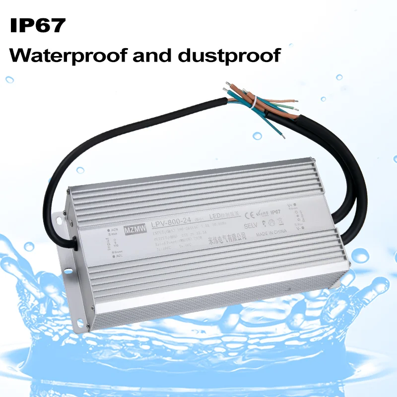 LPV Series IP67 Waterproof Switching Power Supply AC To DC 180-264VAC 800W 24V 36V 48VDC LED Strip CCTV Industrial Adapter