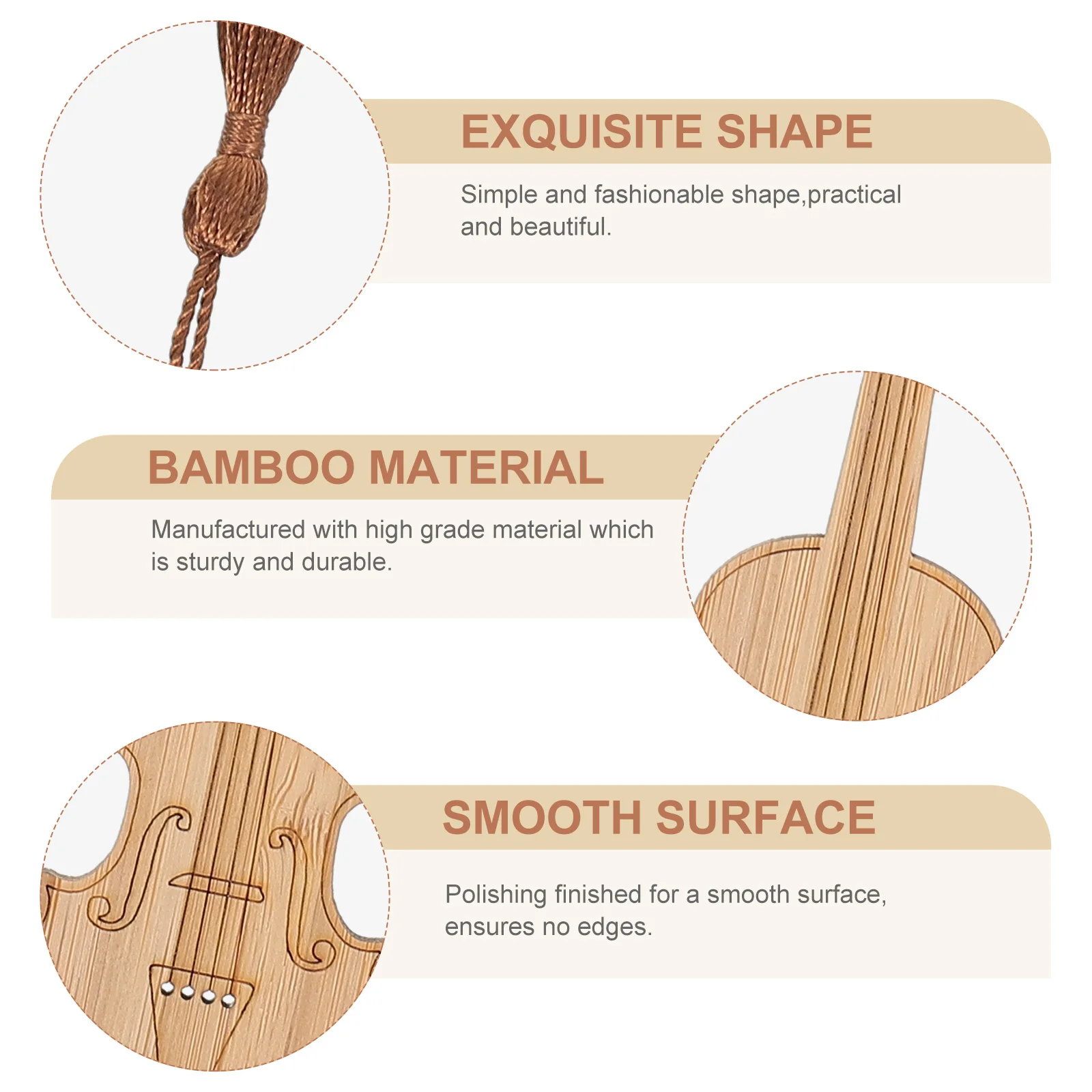 

4pcs Violin Bookmarks Musical Instrument Shaped Bamboo Elegant Decorative Book Page Markers Easy Use Long Life Student Supplies