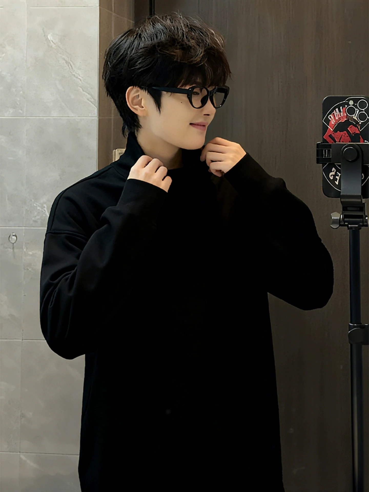 تي شيرت Cleanfit للرجال Bla Fce مبطن Thiened Long Sve Base irt شتاء دافئ حراري ملابس داخلية Fce هوديي قاعدة... #2