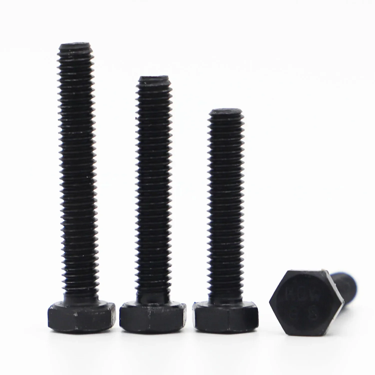 1-10pcs M5 M6 M8 M10 M12 Black Grade 8.8 Carbon Steel Metric Thread GB5783 DIN933 External Hex Hexagon Head Bolts Screws