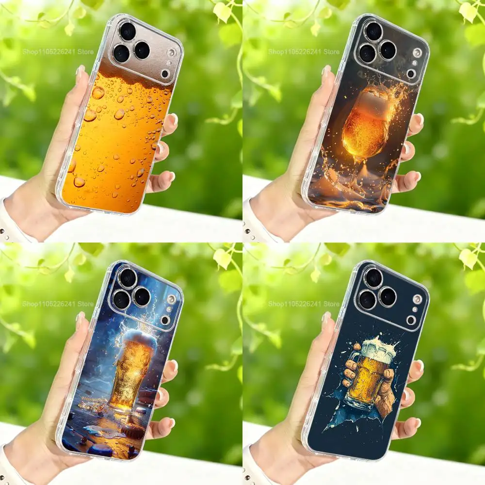 

Beer Alcohol Happy Case For iPhone 17,11,12,13,16,14,15,Pro,Max,Plus,X,XS,XR,SE,Mini Transparent Soft Silicone