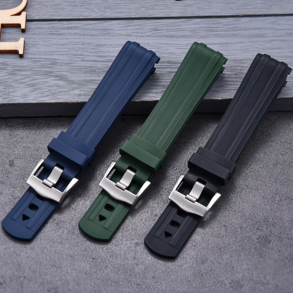 Fkm Rubber Dive Watch Strap 20Mm - 20mm Gebogenes Wasserdichtes FKM Gummi Taucheruhrenarmband