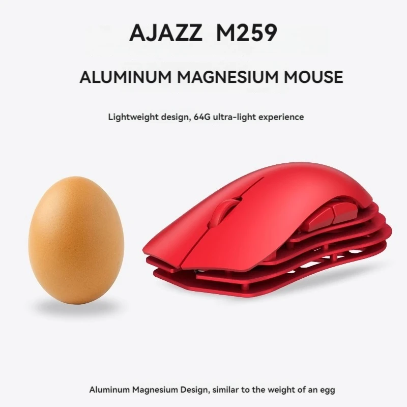 AJAZZ M259 Magnesium Aluminum Mouse Bluetooth Wireless Triple Mode 26000 DPI Lightweight Design PAW3395 Sensor Gaming Mouse Gift