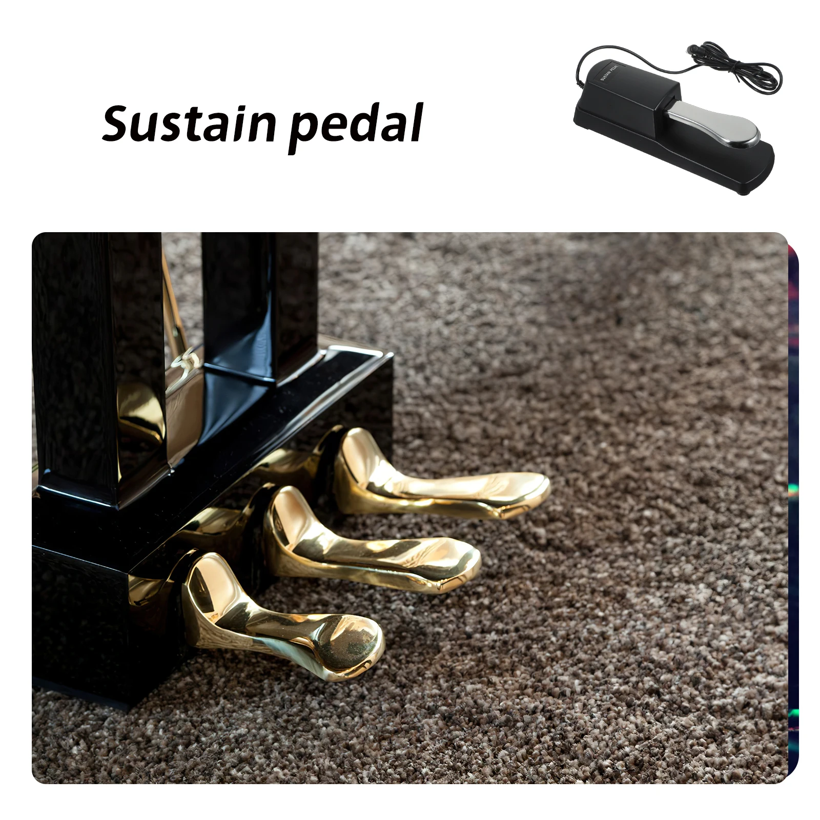 

Sustain Pedal for Keyboard Electric Piano Synthesizer Drum Damper Foot Realistic Action Anti Rust Corrosion Non Slip Pad Long
