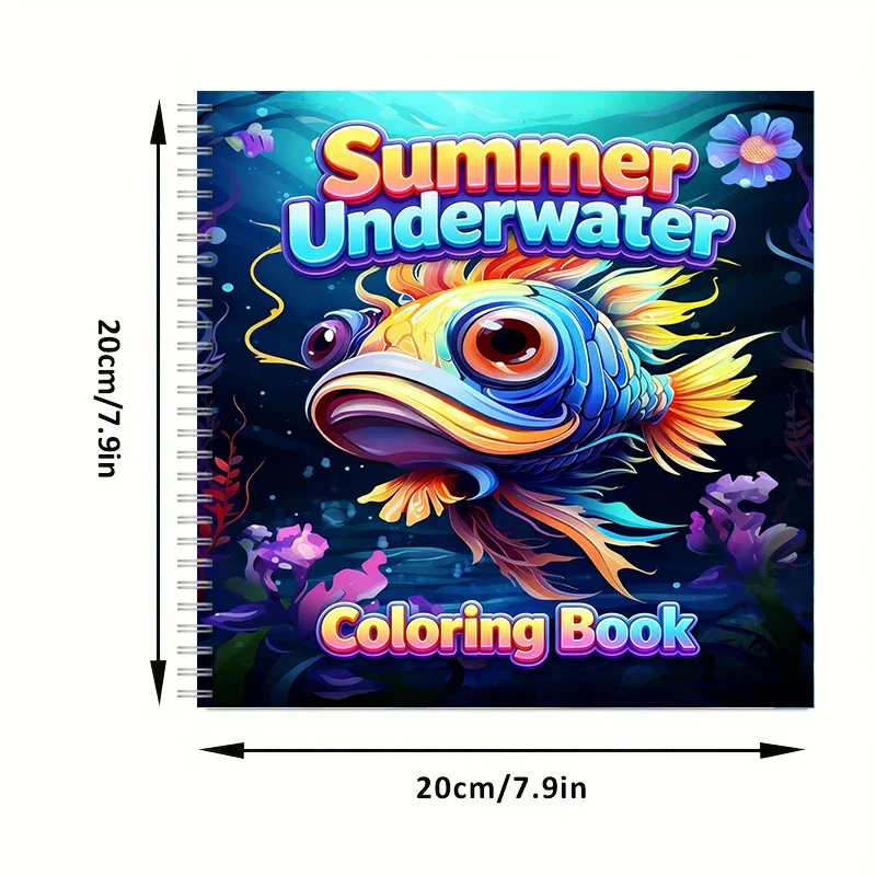 Summer Underwater Coloring Book for Adults, Cute Marine Drawing Book, Stress Relief, Birthday Gift & Back to School Art Supplies view 2