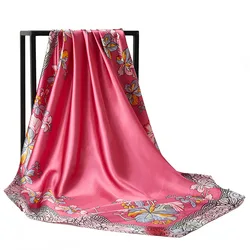 Foulard Carré Musulman de 90x90cm, Tissu de Sauna, Imprimé Populaire, Style de Luxe, Design 2023, Châles de Plage, Protection Solaire, Nouvelle Collection Automne et Hiver