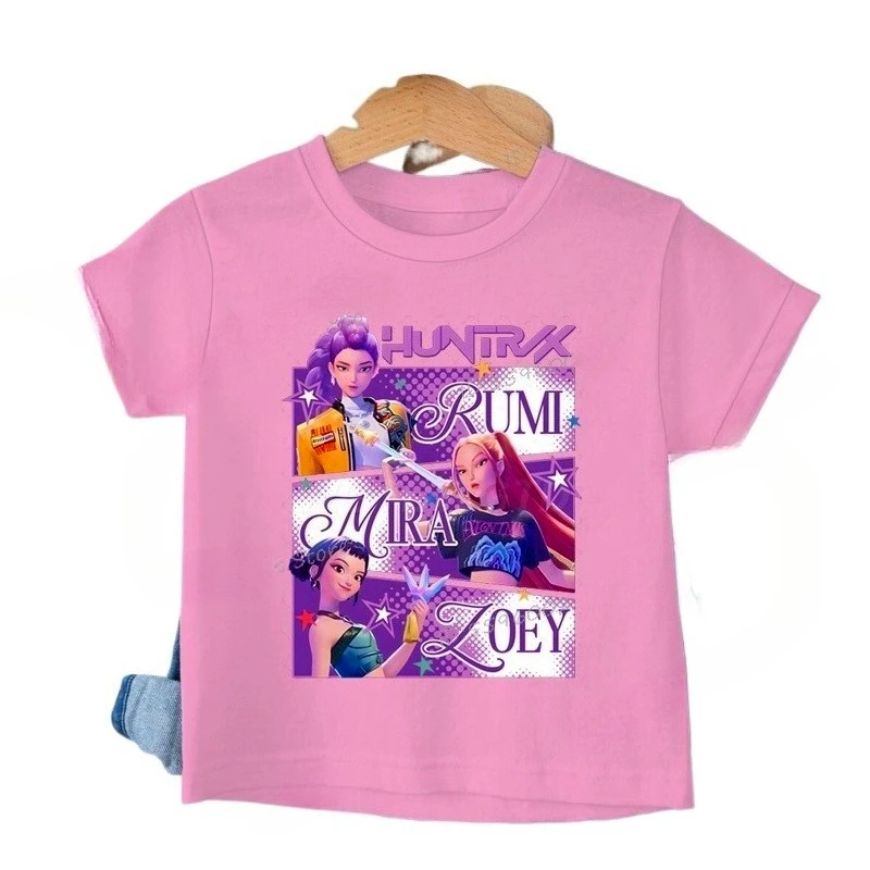 Children's Clothing KPop Demon Hunters Fans Gifts Kids Clothes Fashion Casual Tops 2025 Hot Movie Soft Baby Girls T Shirt image 2