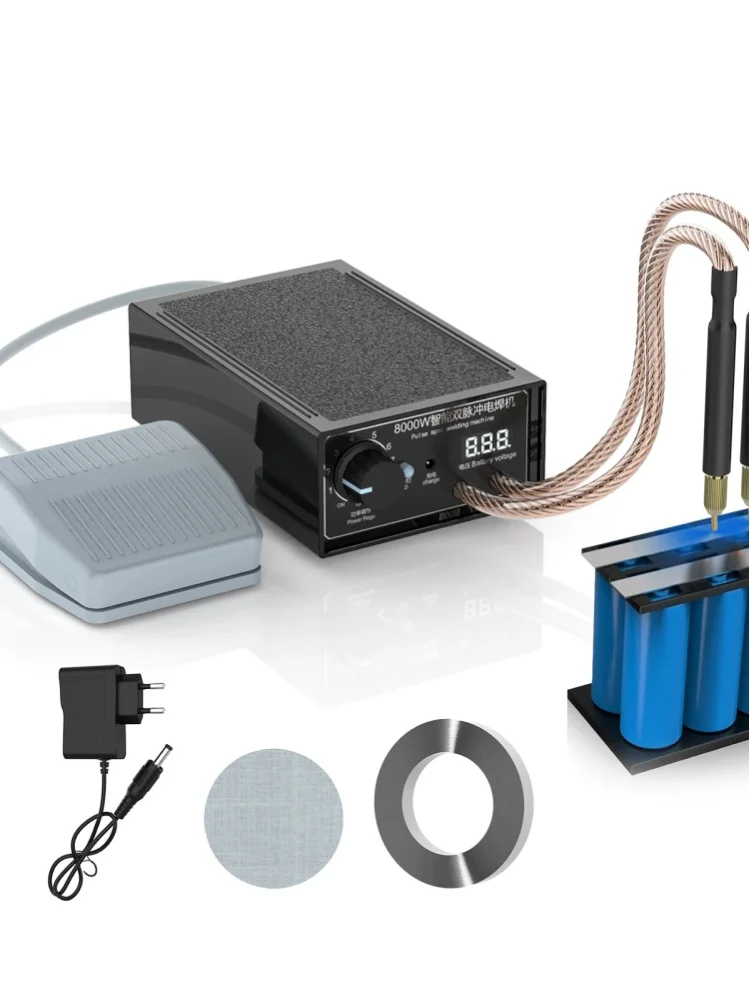 Punktschweißgerät 8000W Hochleistungs-Handgerät mit Doppelpuls, Tragbare Punktschweißmaschine mit Einstellbarem Strom 0-1200A für 18650 Lithium-Batterien