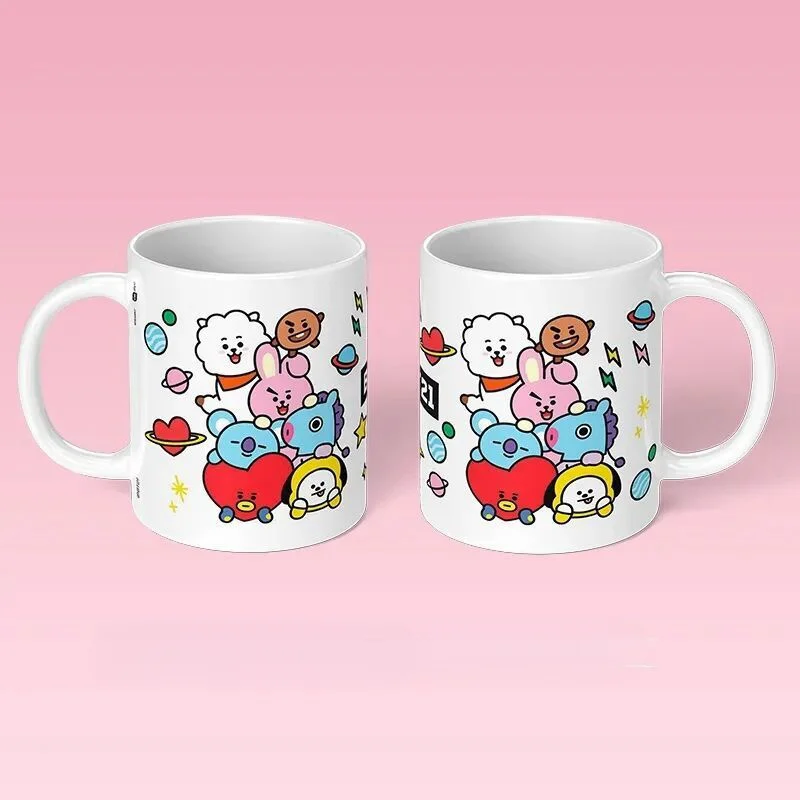 BT21 السيراميك كوب ماء الكرتون أنيمي تاتا تشيمي فنجان القهوة طالب كوب ماء سطح المكتب زخرفة هدية عيد ميلاد