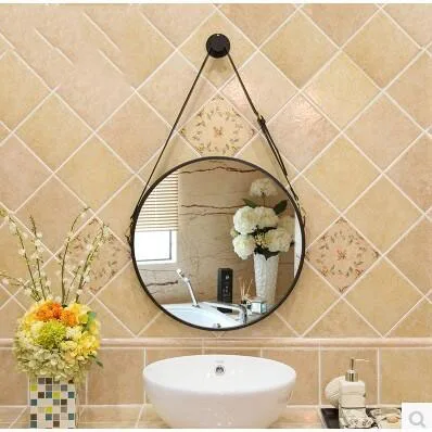 

Nordic simple round belt wall-mounted mirror, dresser decorative mirror, bathroom mirror, hotel mirror