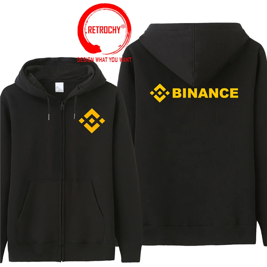 Men\'s Binance Exchange Coin Crypto Casual Zipper Hoodies Sweatshirts Hooded Pocket Jacket Mens Sport Outwear Binance Logo Hoodie