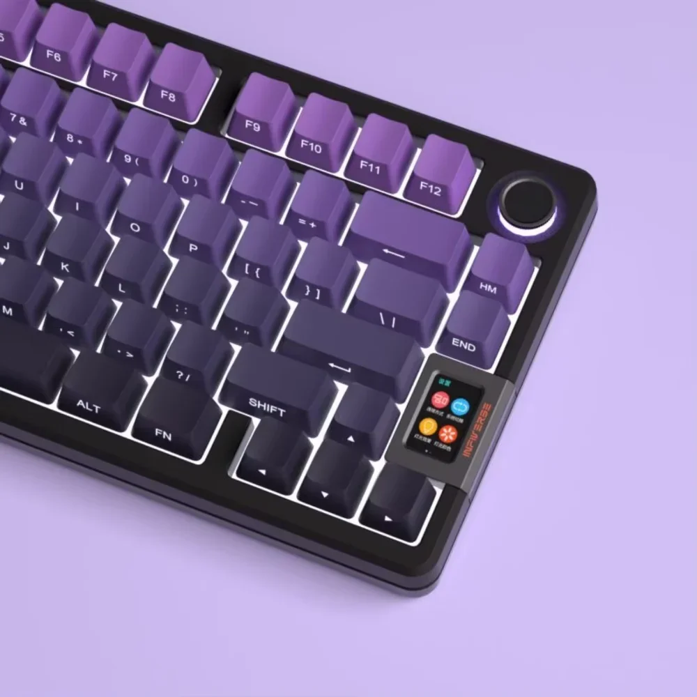 Black Purple Side Engraved Translucent OEM Keycaps 130+ Keys PBT Small Full Set Keycaps for 60/64/84/98/108 Mechanical Keyboards