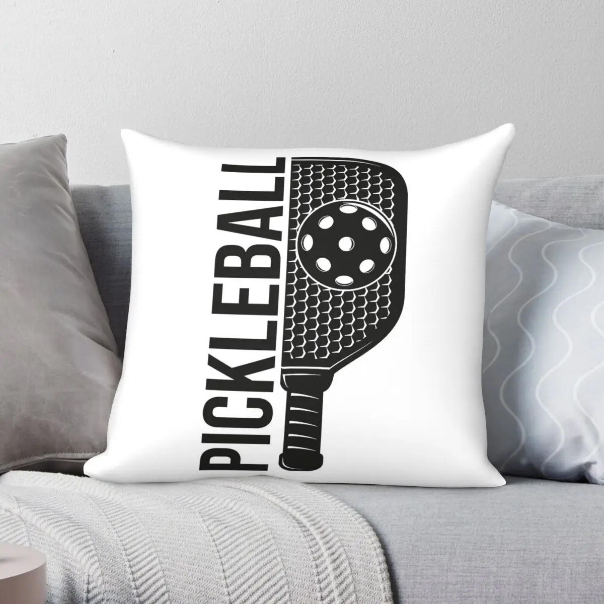 Pickleball Racket Square Pillowcase Polyester Linen Velvet Printed Zip Decor Pillow Case Car Cushion Cover