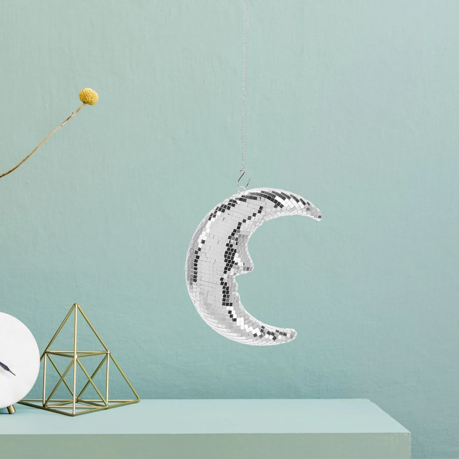 Moon Shaped Disco Hanging Ornament Reusable Hanging Moon Disco Ball Decor Glamorous Party Room Decoration